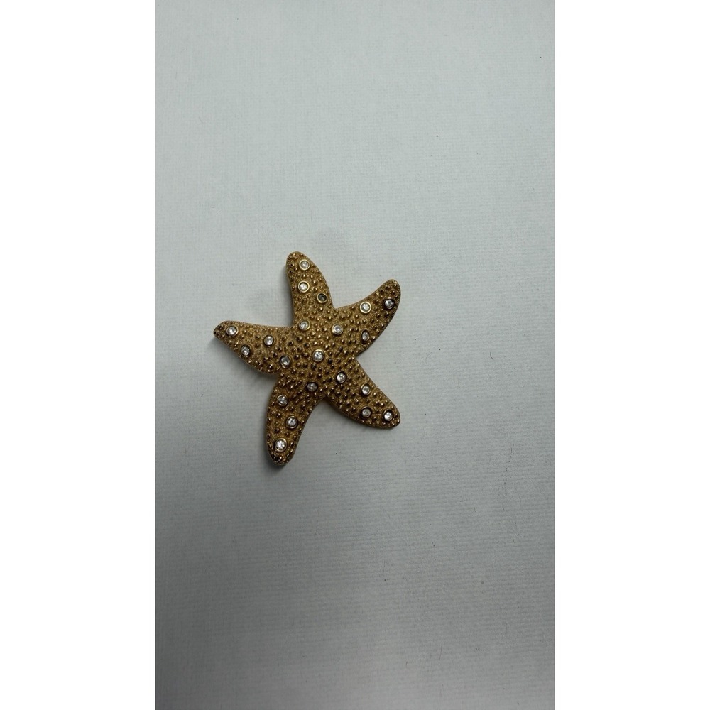 Vintage SWAROVSKI Swan Signed Gold Tone CRYSTAL Starfish Pin Brooch SEA LIFE